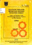 Large And Medium Scale Manufacturing Industry Statistics In Sumatera Barat 1992