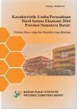 Characteristics of Business/company census of Economic 2016 province of Sumatera Barat: Potential, Competitiveness and Constraints faced